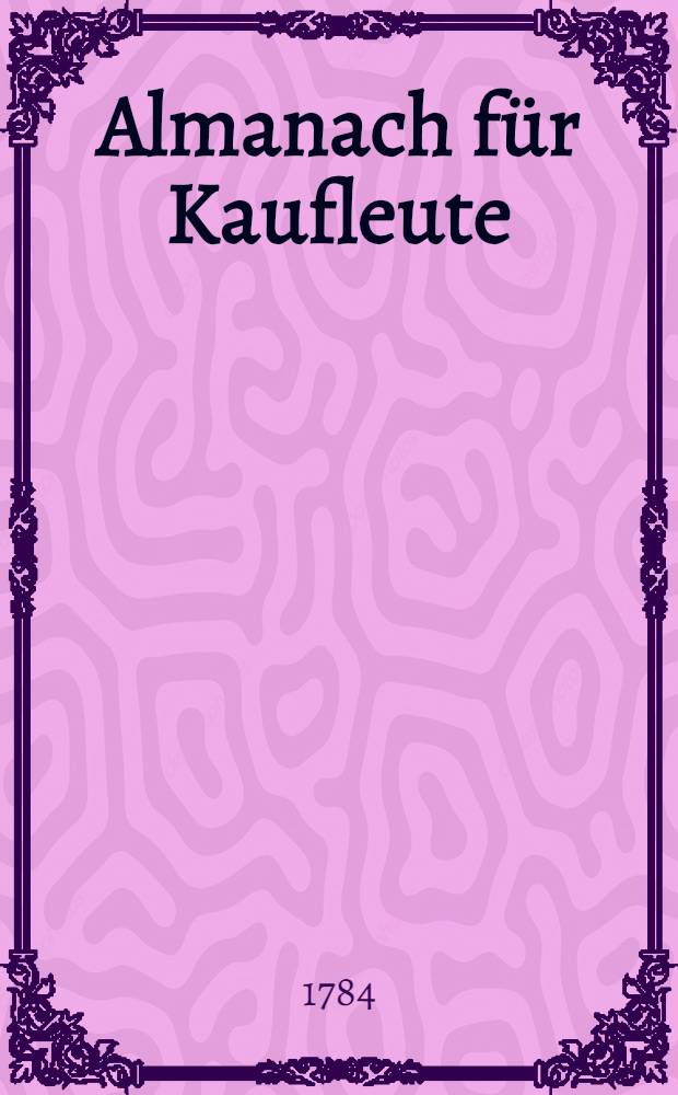 Almanach f&uuml;r Kaufleute