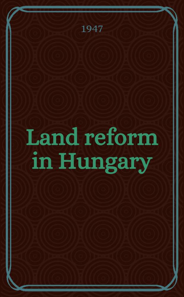 Land reform in Hungary