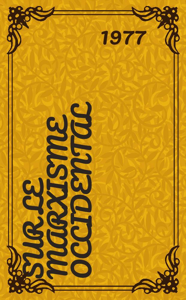 Sur le marxisme occidental