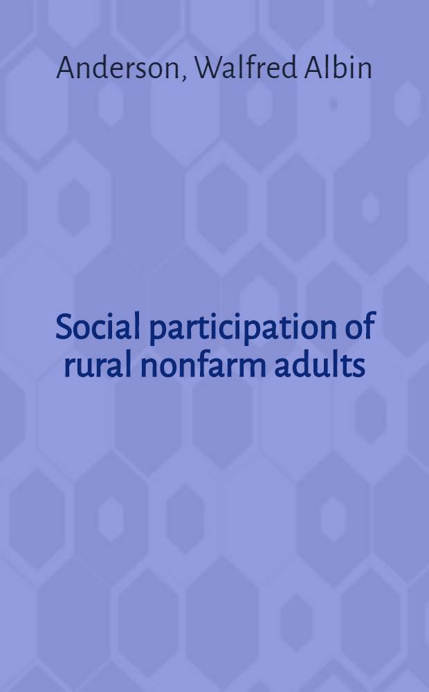 Social participation of rural nonfarm adults