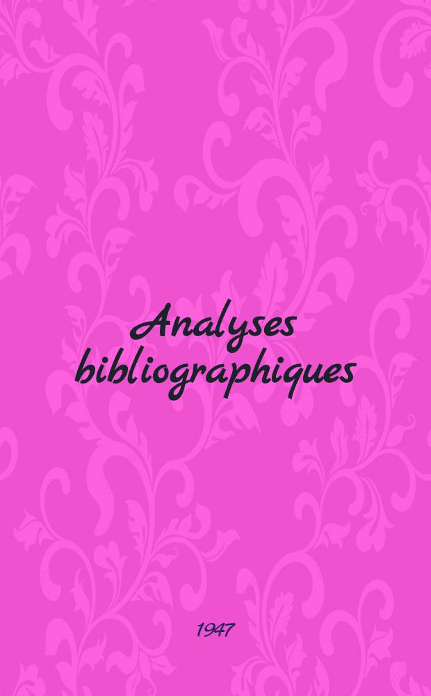 Analyses bibliographiques