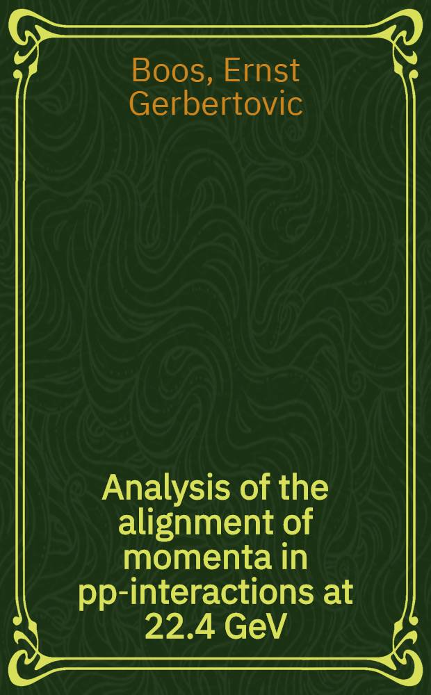 Analysis of the alignment of momenta in pp-interactions at 22.4 GeV/c