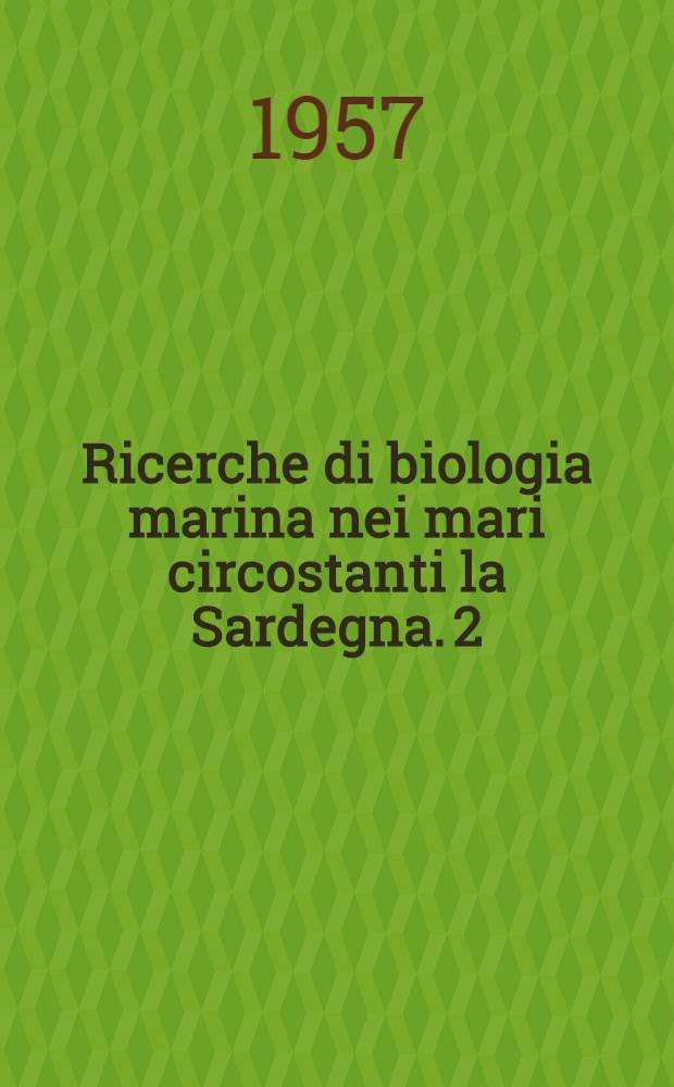 Ricerche di biologia marina nei mari circostanti la Sardegna. 2 : Variazioni dello zooplancton nella pescata orizzontale a m. 1 di profondità nella parte occidentale del Golfo di Gagliari nei mesi di ottobre - novembre - dicembre 1956