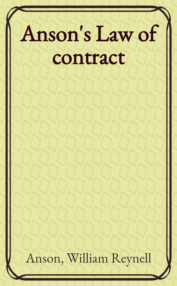 Anson's Law of contract