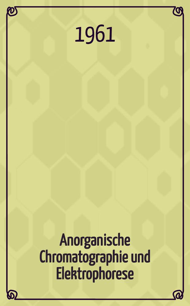 Anorganische Chromatographie und Elektrophorese
