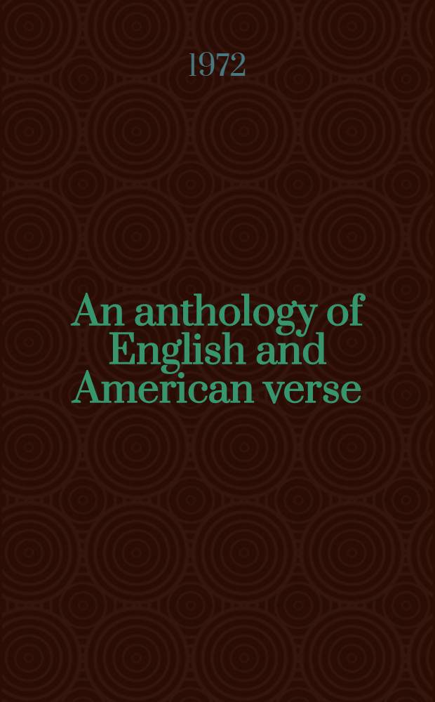 An anthology of English and American verse