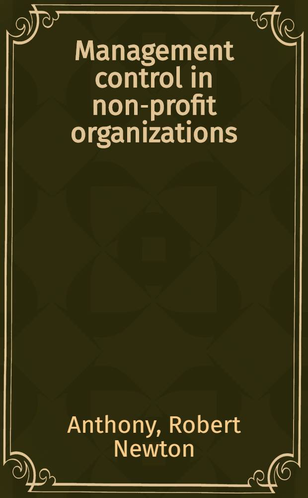 Management control in non-profit organizations