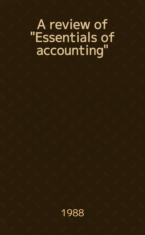 A review of "Essentials of accounting"