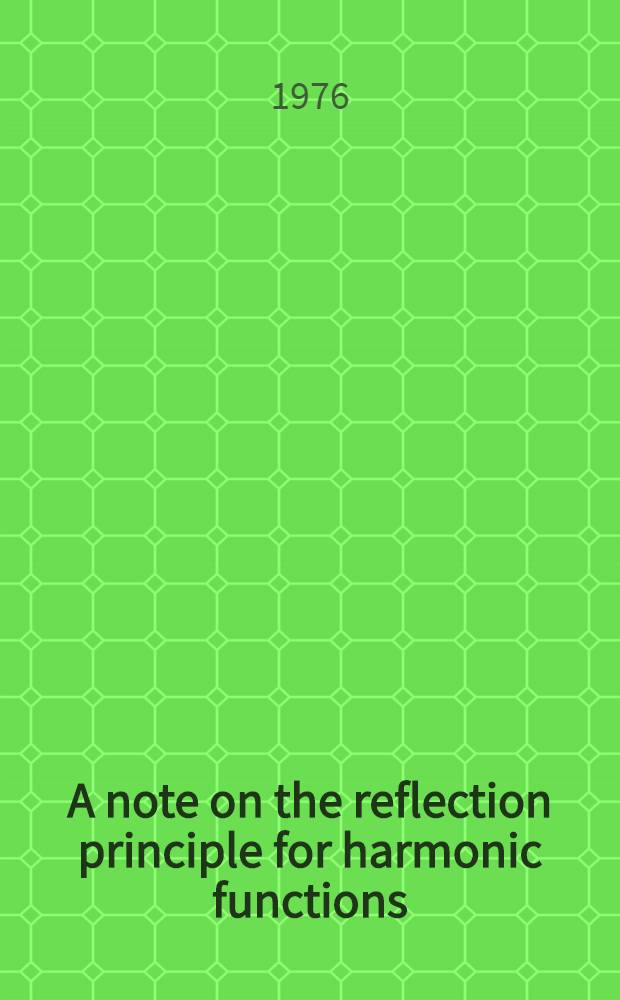 A note on the reflection principle for harmonic functions