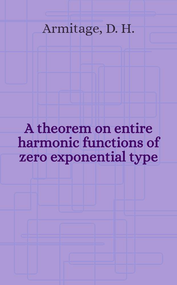 A theorem on entire harmonic functions of zero exponential type