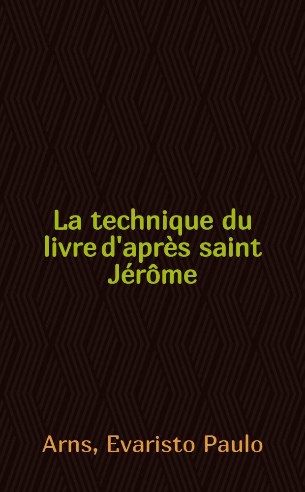 La technique du livre d'après saint Jérôme