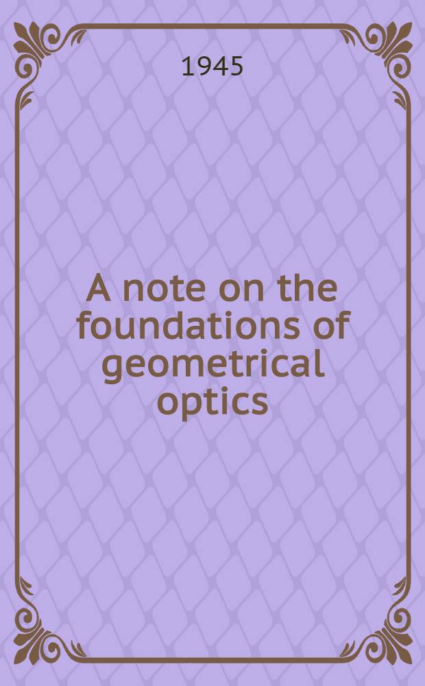 A note on the foundations of geometrical optics