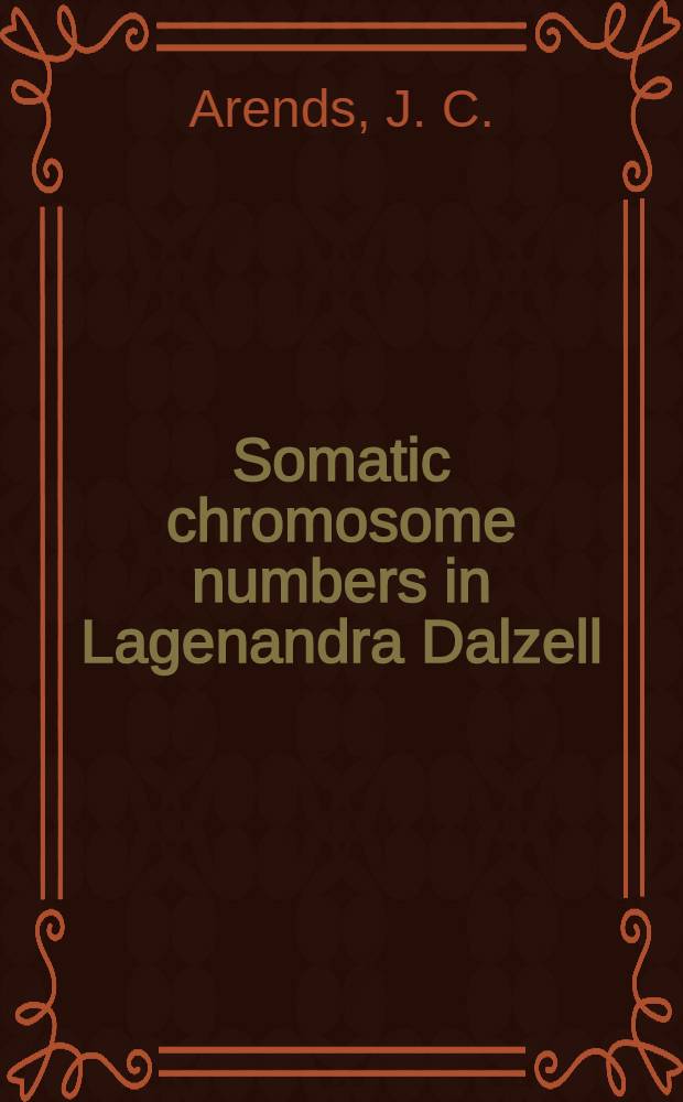 Somatic chromosome numbers in Lagenandra Dalzell