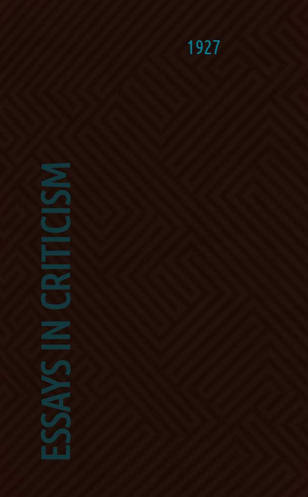 Essays in criticism