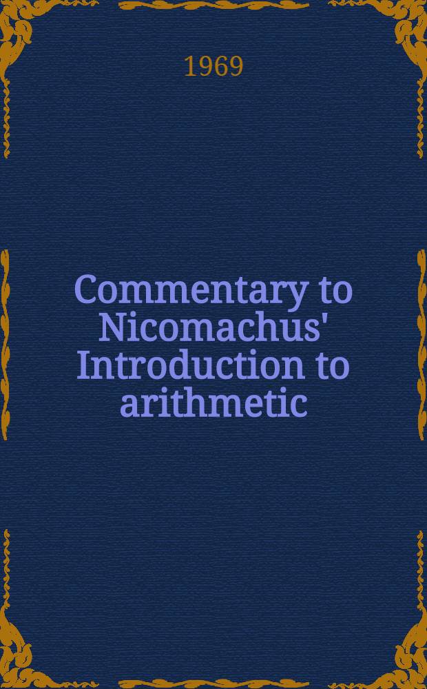 Commentary to Nicomachus' Introduction to arithmetic