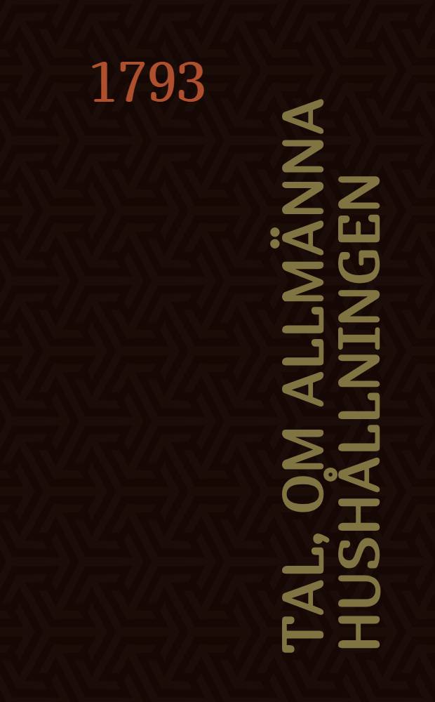 Tal, om allmänna hushållningen