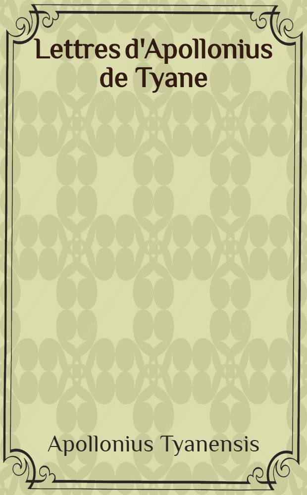 Lettres d'Apollonius de Tyane