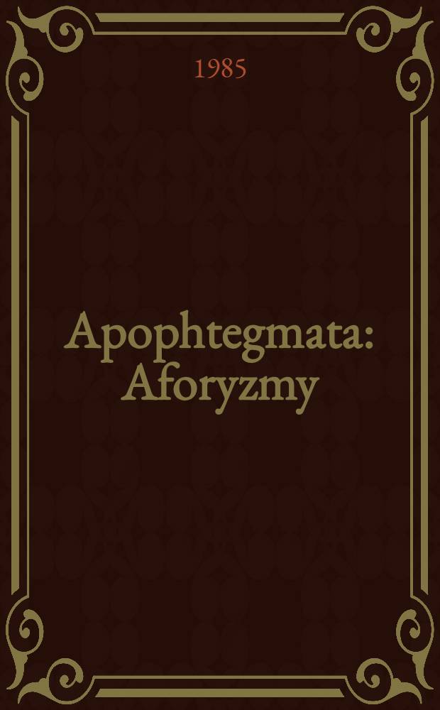 Apophtegmata : Aforyzmy