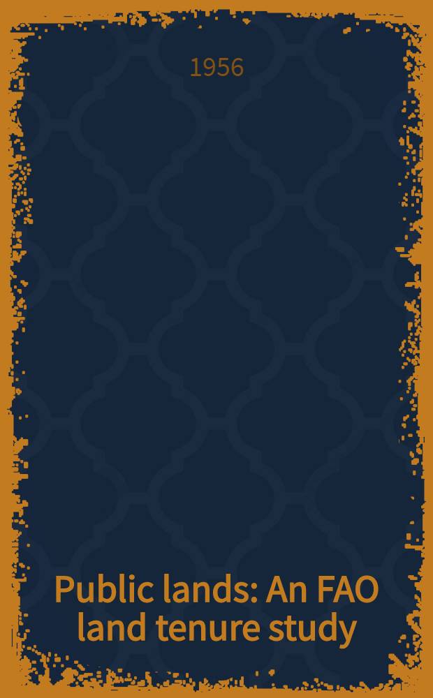 Public lands : An FAO land tenure study