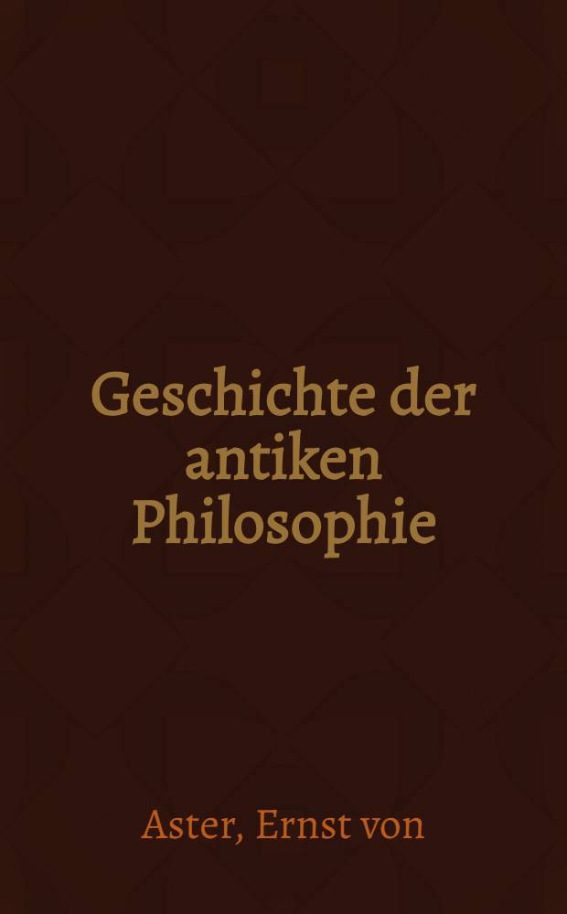 Geschichte der antiken Philosophie