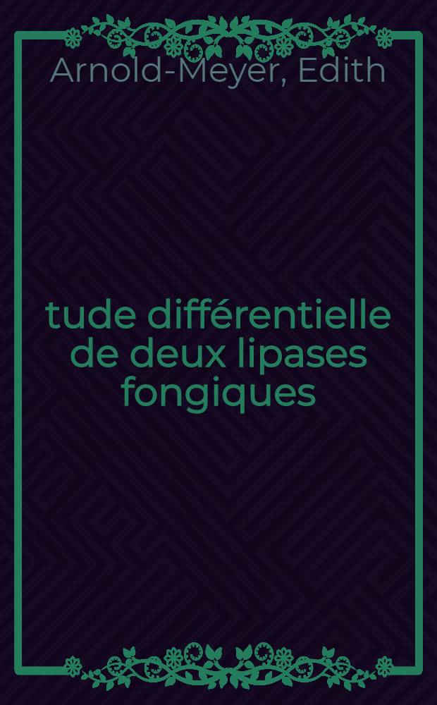 Étude différentielle de deux lipases fongiques : Essai d'isolement, de caractérisation et de purification de ces enzymes
