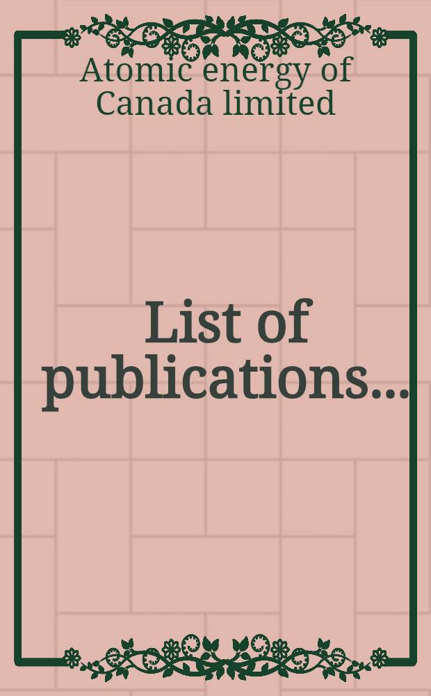 List of publications ...
