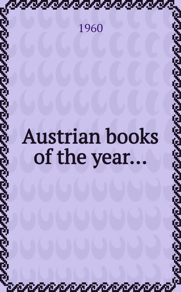 Austrian books of the year ...