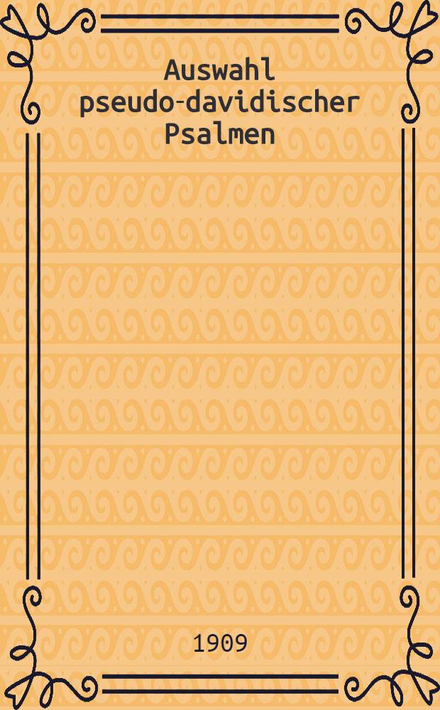 Auswahl pseudo-davidischer Psalmen : Arab. u. Dt