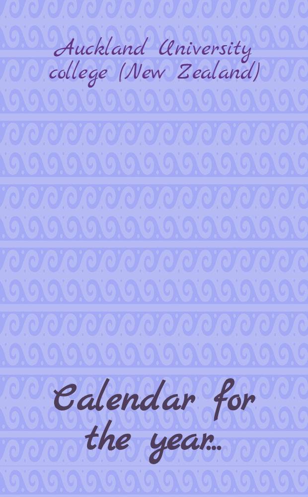 Calendar for the year ...