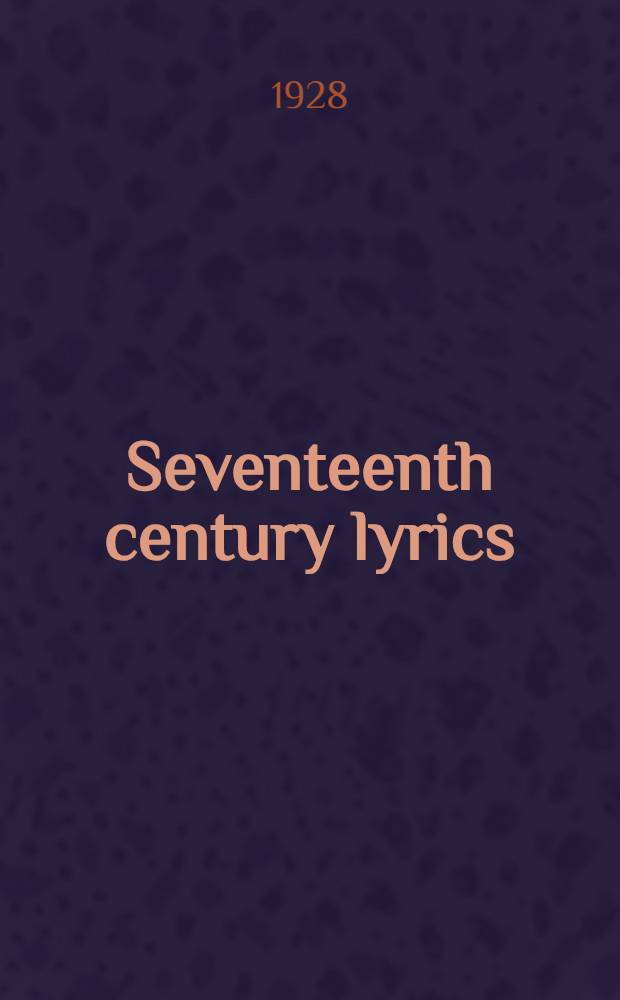 Seventeenth century lyrics
