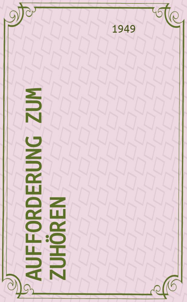 Aufforderung zum Zuhören : Lyrik und Prosa junger Autoren