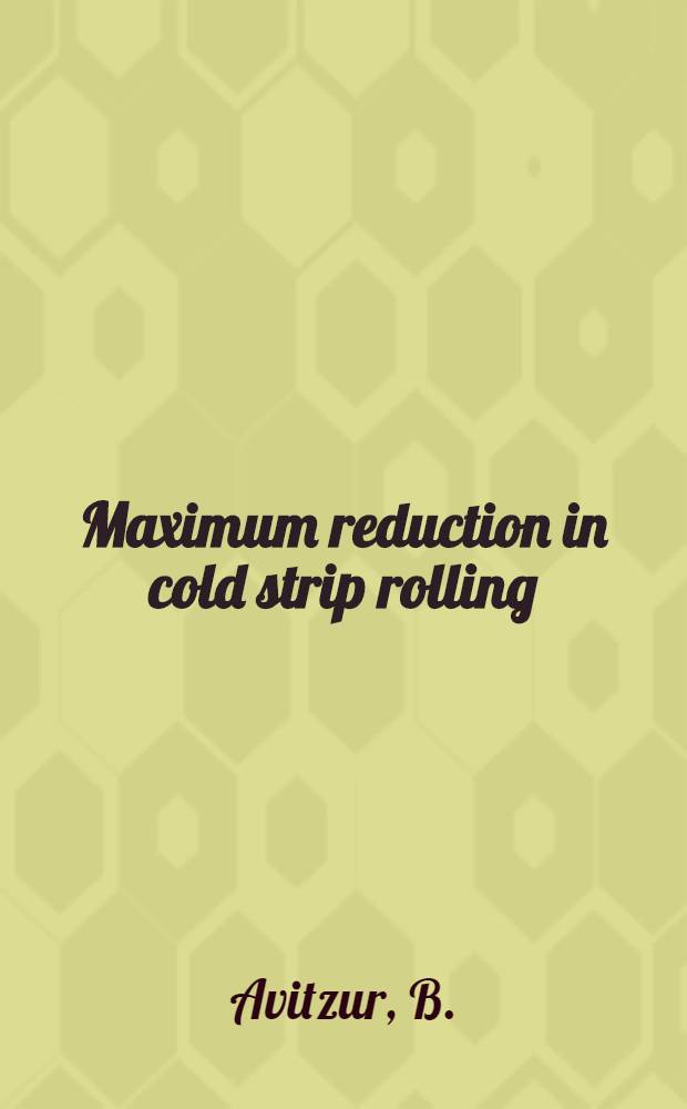 Maximum reduction in cold strip rolling