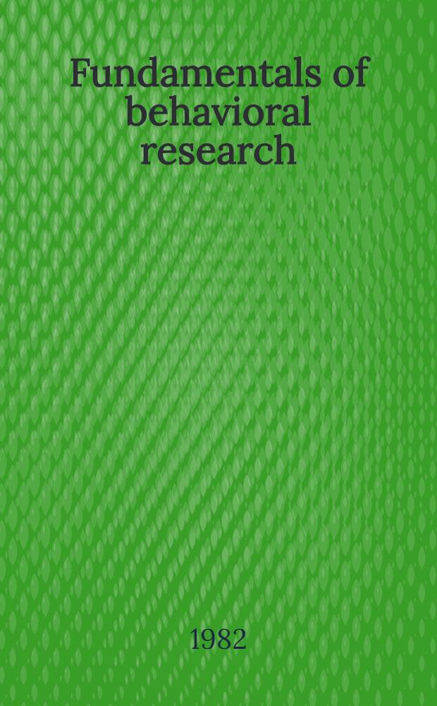 Fundamentals of behavioral research