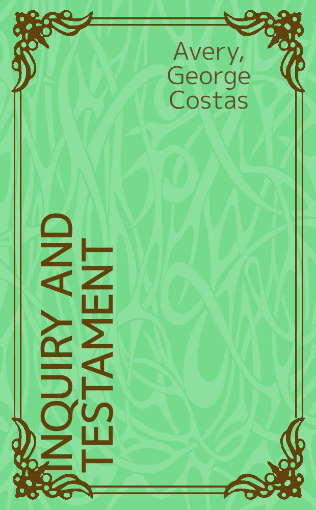 Inquiry and testament : A study of the novels and short prose of Robert Walser