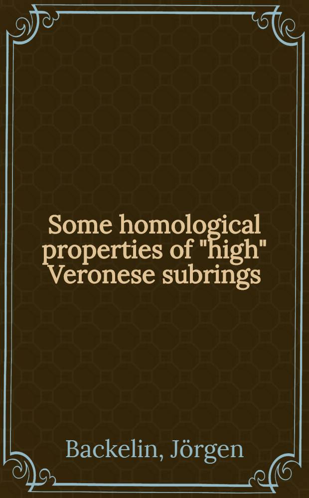Some homological properties of "high" Veronese subrings