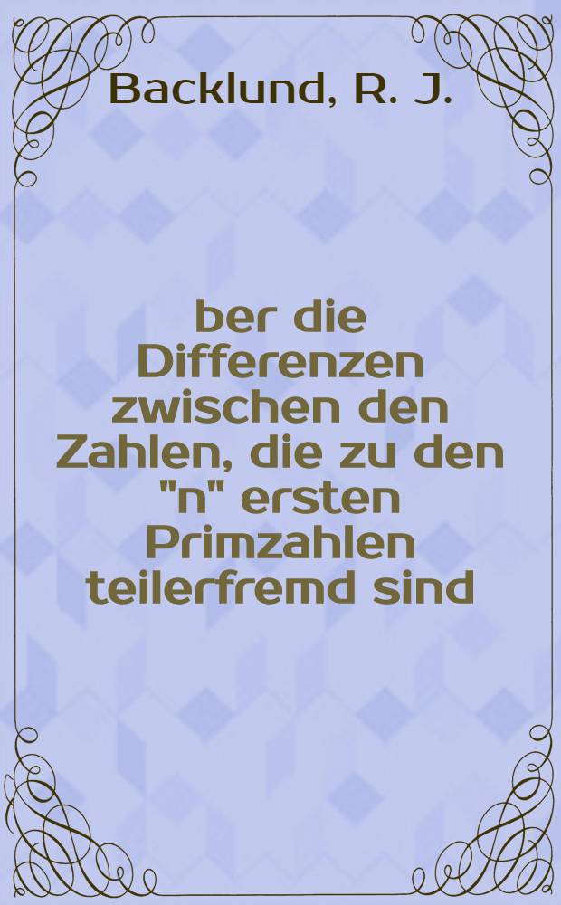 Über die Differenzen zwischen den Zahlen, die zu den "n" ersten Primzahlen teilerfremd sind