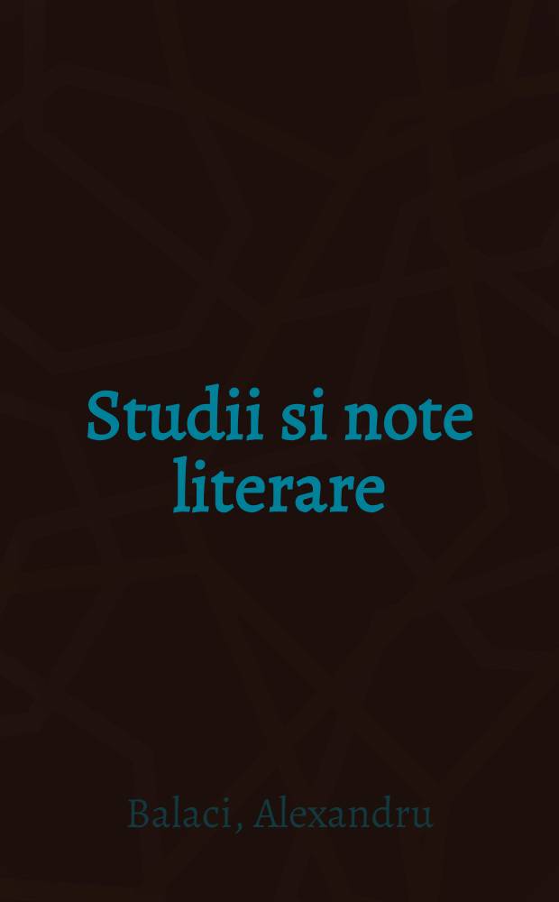 Studii si note literare
