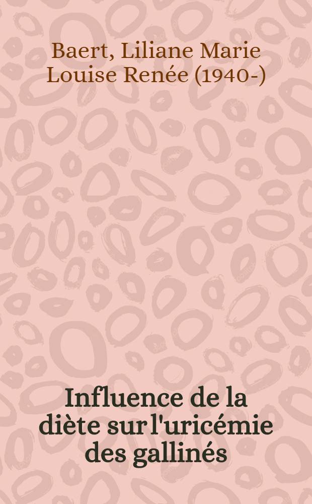 Influence de la diète sur l'uricémie des gallinés