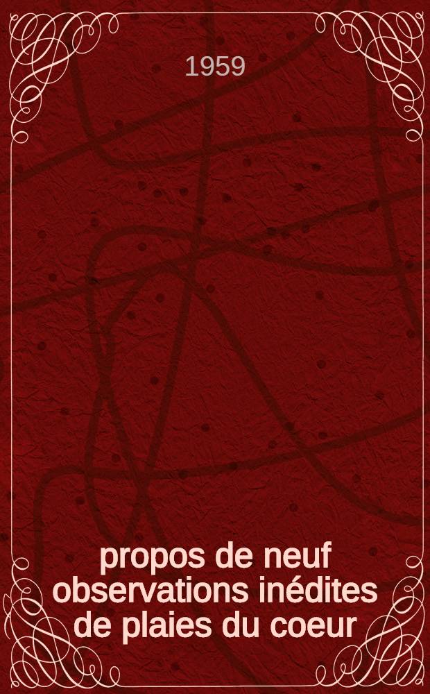 À propos de neuf observations inédites de plaies du coeur : Thèse pour le doctorat en méd. ..