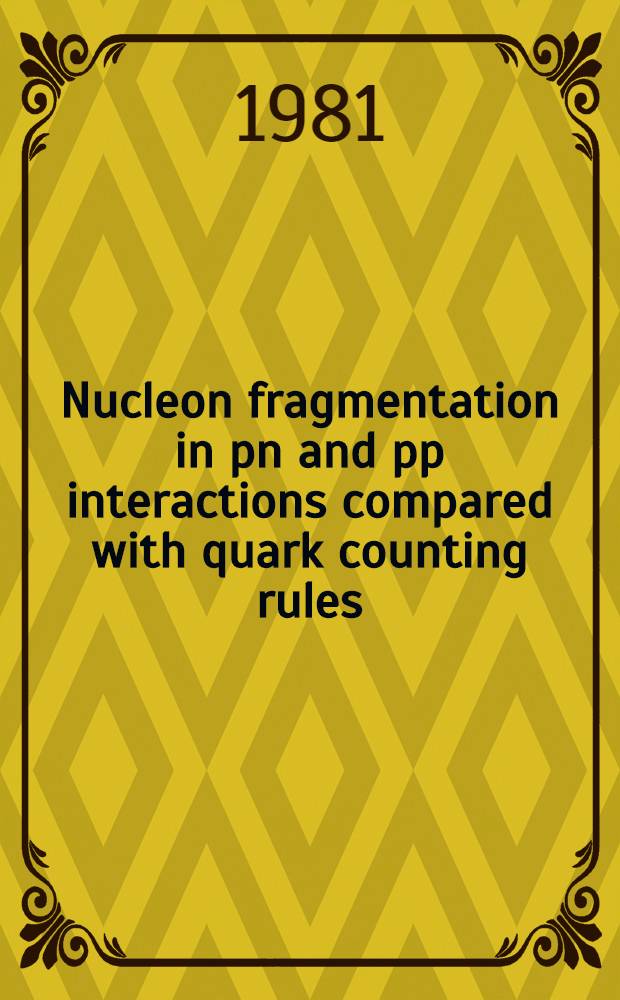 Nucleon fragmentation in pn and pp interactions compared with quark counting rules : The Scand. bubble chamber collab