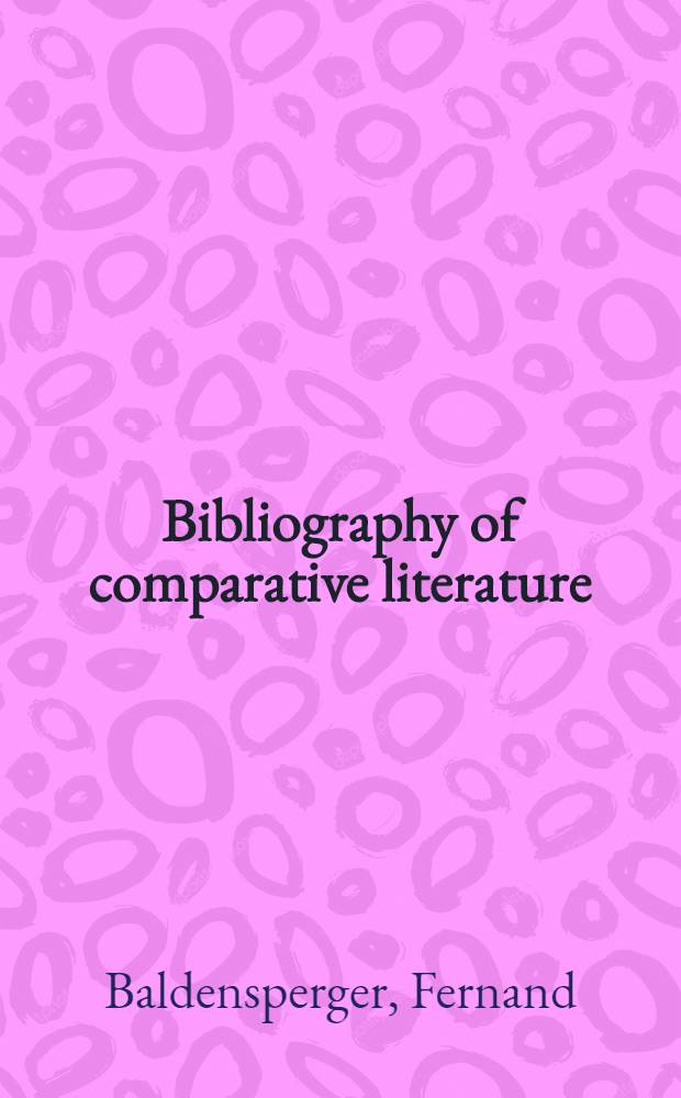 Bibliography of comparative literature