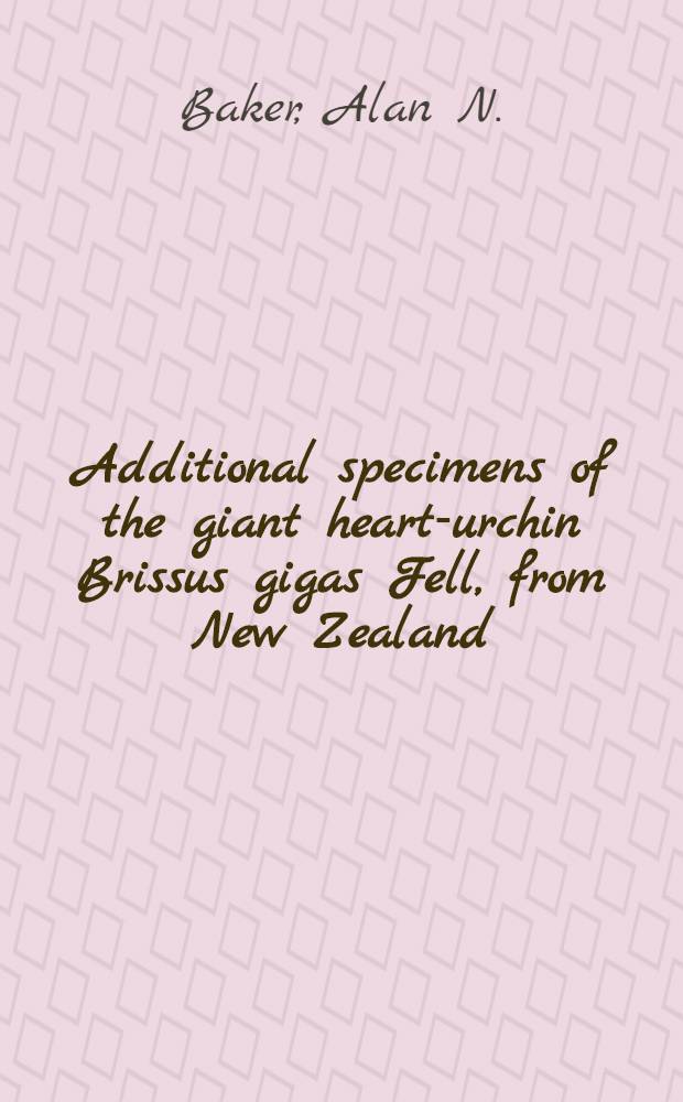 Additional specimens of the giant heart-urchin Brissus gigas Fell, from New Zealand