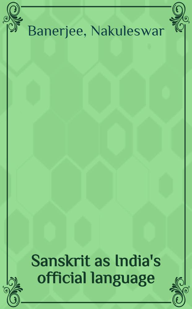 Sanskrit as India's official language