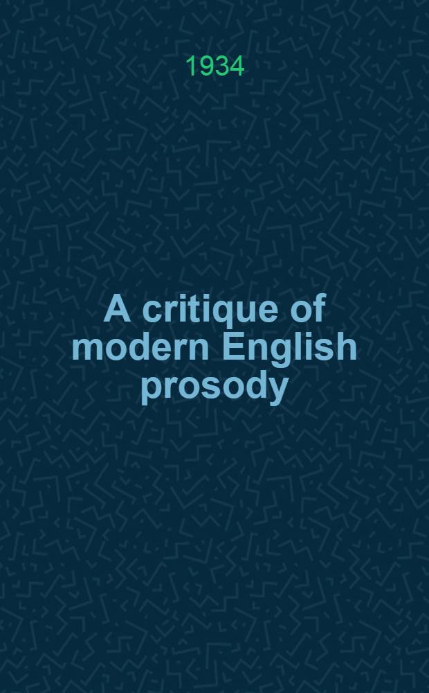 A critique of modern English prosody (1880-1930)