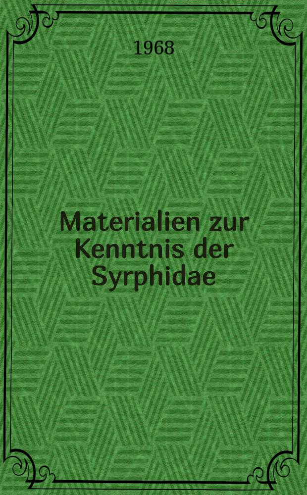 Materialien zur Kenntnis der Syrphidae (Diptera) von Afghanistan