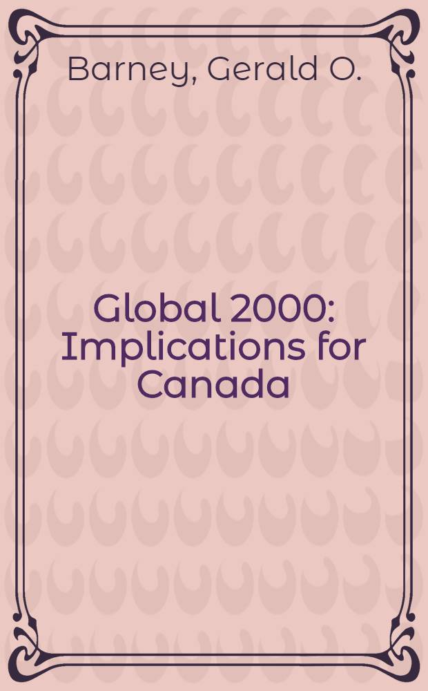 Global 2000 : Implications for Canada