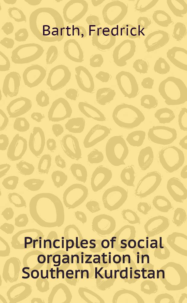 Principles of social organization in Southern Kurdistan