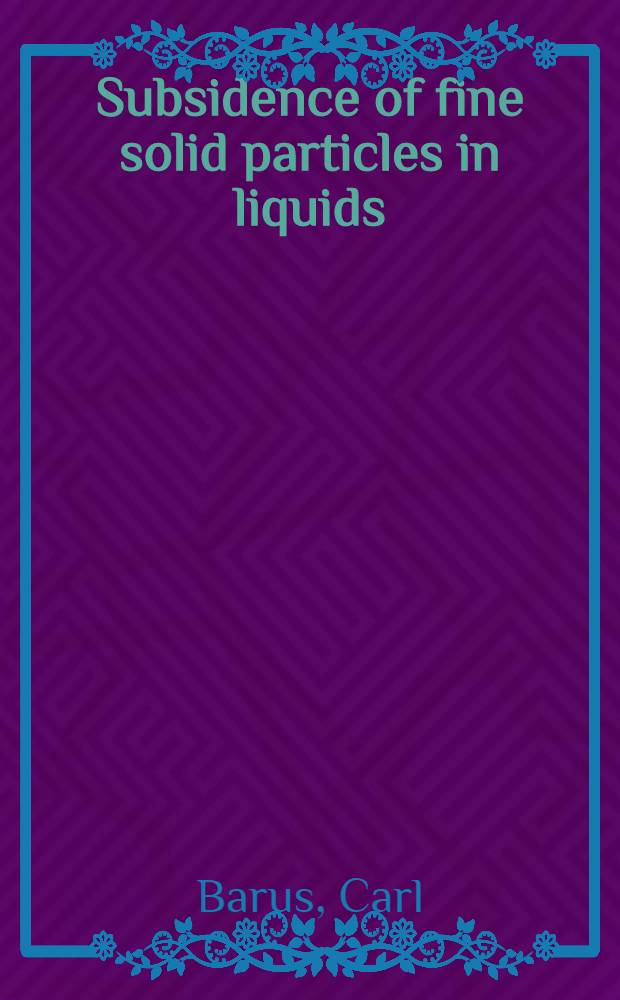 Subsidence of fine solid particles in liquids