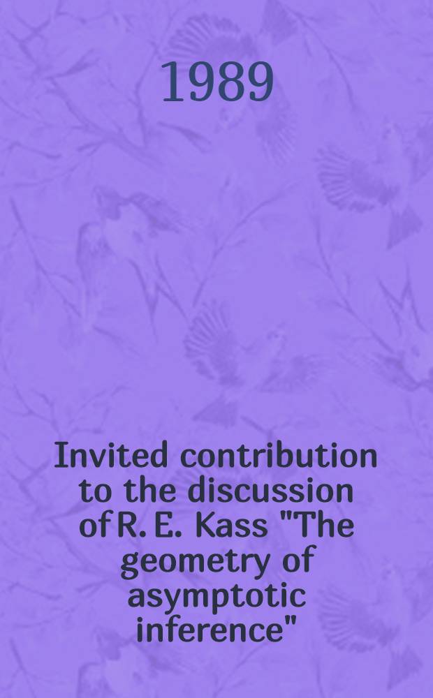 Invited contribution to the discussion of R. E. Kass "The geometry of asymptotic inference"