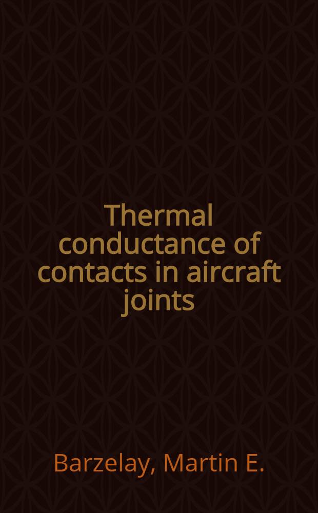 Thermal conductance of contacts in aircraft joints